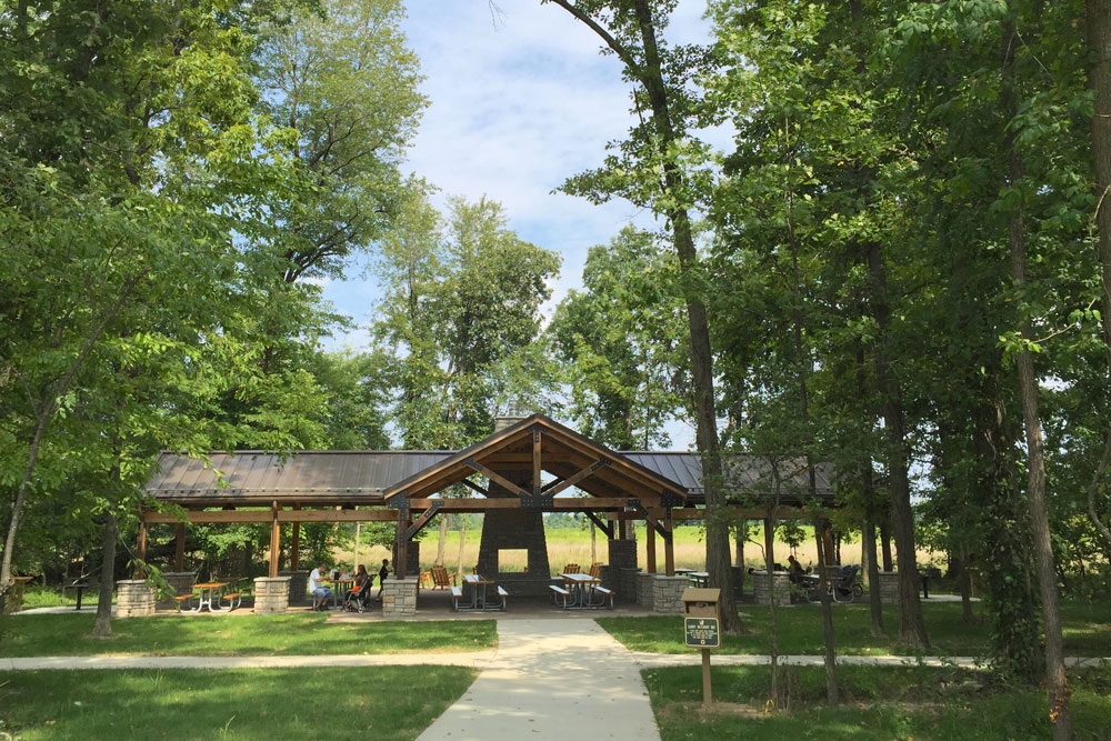  Picnic shelter in use in Millstone Picnic Area at Rocky Fork.